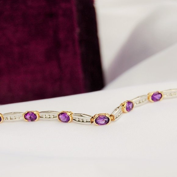 Amethyst White Gold and Diamond Bracelet - Picture 10 of 10